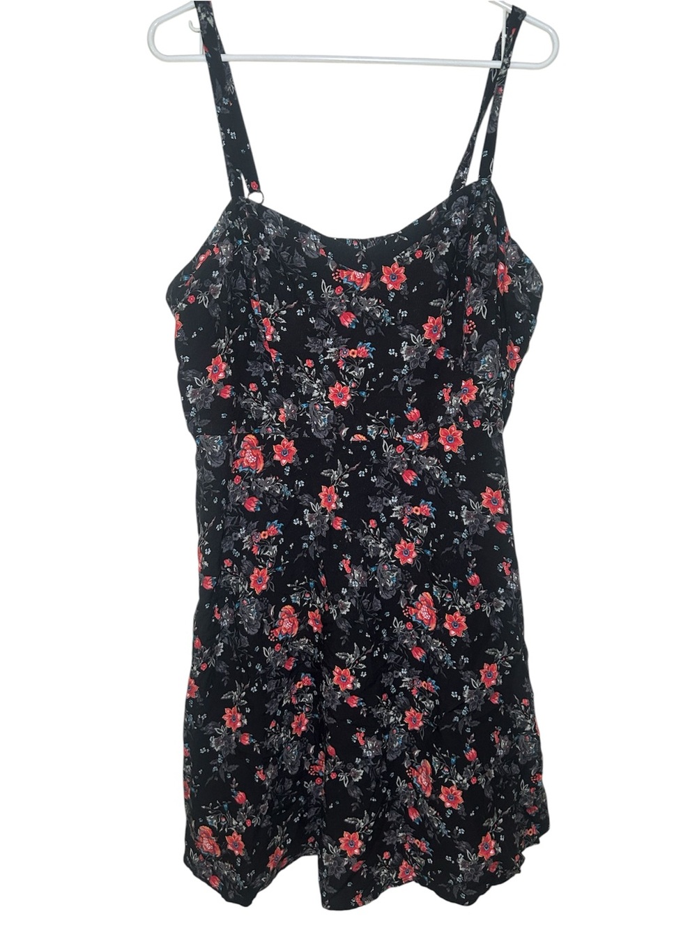 Torrid Black Floral Dress Midi Cami Tank Red Blue Accents Summer Fall Casual 2X - Picture 1 of 7
